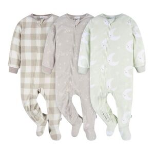 Gerber 0-3 Months Set of 3 Footed Pajamas Fleece Blanket Sleepers One Piece NWT